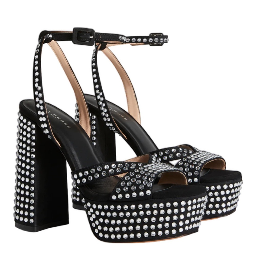 NEVER WORN Hill House Party Platform Elegant Black Studded Women's Heels